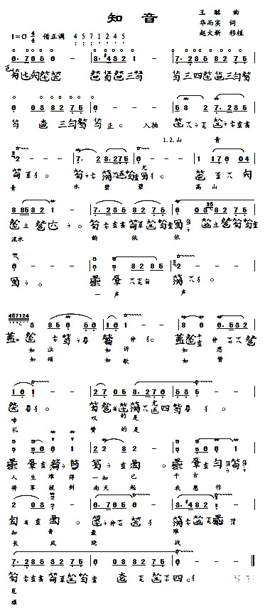 古琴谱「知音」古琴曲谱减字谱